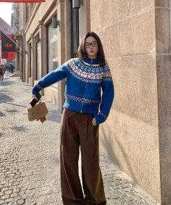 Retro High-Waisted Wide-Leg Pants for Women - Casual Loose Fit Slim Straight Long Trousers for Autumn Winter Fashion