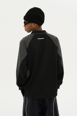 Retro Hip-Hop Loose Casual Long Sleeve Raglan Sleeve Jersey T-Shirt - Streetwear Style for 90s Inspired Fashion