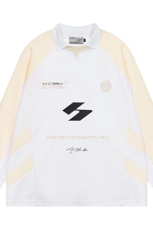 Retro Hip-Hop Loose Casual Long Sleeve Raglan Sleeve Jersey T-Shirt - Streetwear Style for 90s Inspired Fashion