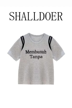 Retro Hong Kong Style Short-Sleeve Casual T-Shirt for Women - Loose Fit Summer 2025 Age-Reducing Versatile Top