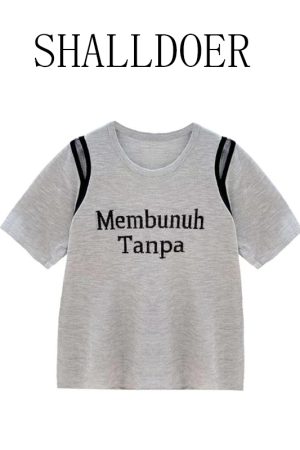 Retro Hong Kong Style Short-Sleeve Casual T-Shirt for Women - Loose Fit Summer 2025 Age-Reducing Versatile Top