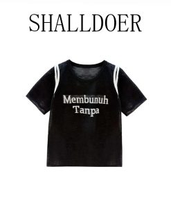 Retro Hong Kong Style Short-Sleeve Casual T-Shirt for Women - Loose Fit Summer 2025 Age-Reducing Versatile Top