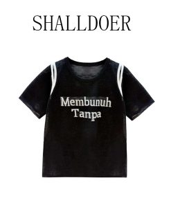 Retro Hong Kong Style Short-Sleeve Casual T-Shirt for Women - Loose Fit Summer 2025 Age-Reducing Versatile Top