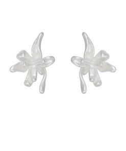 Retro Iris Flower Earrings for Women - Matte High-End Small Mosquito Coil Ear Clips - Trendy 2025 Fashion Accessory