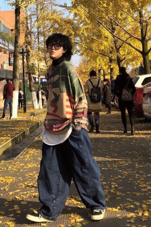 Retro Japanese Style Knitted Round Neck Pullover Sweater for Autumn Winter - Versatile Unisex Long Sleeve Fashion