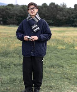 Retro Japanese-Style Reversible Thick Cotton Jacket for Men and Women, Winter Ethnic Loose Collarless Coat