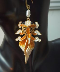 Retro Koi Hollow Carved Flower Earrings for Women - High-End 3D Design, Internet Celebrity Style, Light Luxury Fashion Accessories