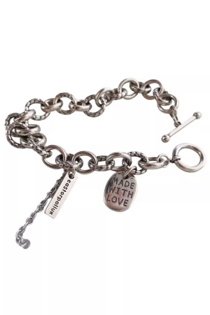 Retro Korean-Style Chunky Bracelet for Women, Heavy-Duty OT Buckle, Hip-Hop Trendy Punk Accessory, Versatile & High-End Feel