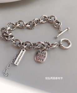 Retro Korean-Style Chunky Bracelet for Women, Heavy-Duty OT Buckle, Hip-Hop Trendy Punk Accessory, Versatile & High-End Feel