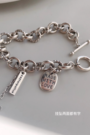 Retro Korean-Style Chunky Bracelet for Women, Heavy-Duty OT Buckle, Hip-Hop Trendy Punk Accessory, Versatile & High-End Feel