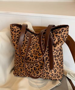 Retro Leopard Print Large Capacity Tote Bag for Women - Korean Style Spring Summer Underarm Bag