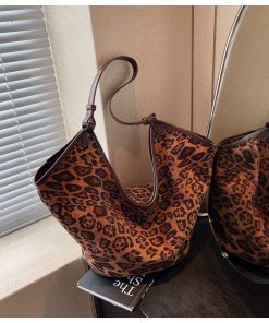 Retro Leopard Print Shoulder Bag - Versatile Commuting Tote for Women - Spring/Summer 2025 Korean Style Large Capacity