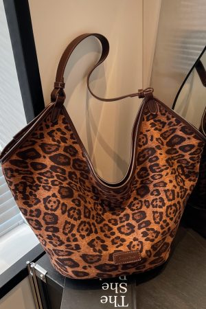 Retro Leopard Print Shoulder Bag - Versatile Commuting Tote for Women - Spring/Summer 2025 Korean Style Large Capacity