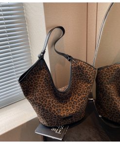 Retro Leopard Print Shoulder Bag - Versatile Commuting Tote for Women - Spring/Summer 2025 Korean Style Large Capacity