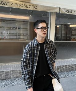 Retro Long-Sleeve Plaid Shirt for Men, Trendy Lapel Casual Jacket, Loose Fit Spring Fashion Top