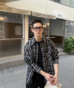 Retro Long-Sleeve Plaid Shirt for Men, Trendy Lapel Casual Jacket, Loose Fit Spring Fashion Top