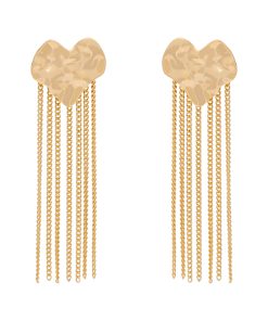 Retro Metal Heart Earrings with Tassel - Versatile Drop and Stud Jewelry for Women, European and American Style