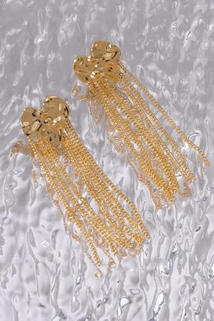 Retro Metal Heart Earrings with Tassel - Versatile Drop and Stud Jewelry for Women, European and American Style