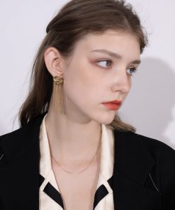 Retro Metal Heart Earrings with Tassel - Versatile Drop and Stud Jewelry for Women, European and American Style