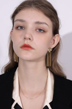Retro Metal Heart Earrings with Tassel - Versatile Drop and Stud Jewelry for Women, European and American Style