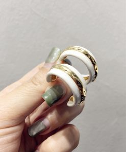 Retro Minimalist Color-Blocking Black and White Geometric Hoop Earrings for Autumn/Winter 2025