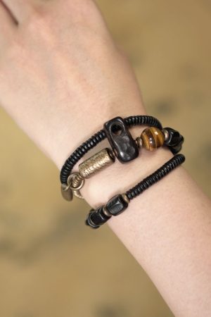 Retro Multi-Layer Black Sandalwood Bracelet for Men and Women - Unique Non-Fish Design, Bohemian Style Jewelry