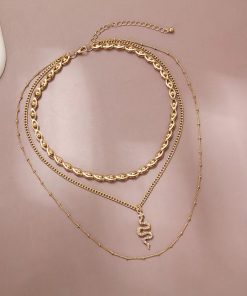 Retro Multi-Layer Metal Chain Snake Necklace - Minimalist Layered Accessory for Versatile Clavicle Styling