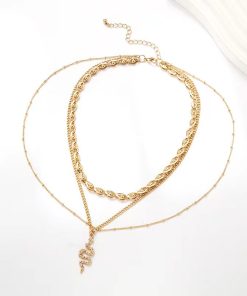 Retro Multi-Layer Metal Chain Snake Necklace - Minimalist Layered Accessory for Versatile Clavicle Styling