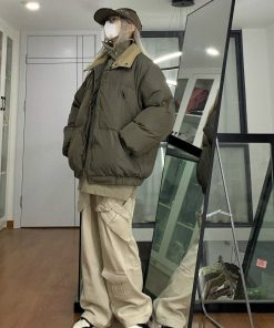 Retro Multi-Pocket Cotton Jacket for Men & Women - Winter Minimalist Thickened Bread Coat, 90s Inspired Style