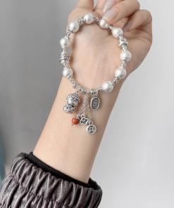 Retro National Style Peace Baby Buddha Bead Bracelet for Women - Simple Versatile Lucky Hand Accessory