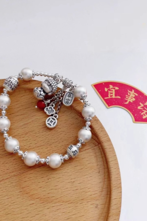Retro National Style Peace Baby Buddha Bead Bracelet for Women - Simple Versatile Lucky Hand Accessory