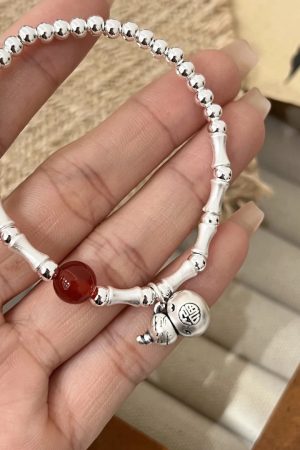 Retro National Style Spliced Gourd Bracelet for Women - 2025 Light Luxury Elastic Rope Hand Accessory, Versatile Fashion Jewelry