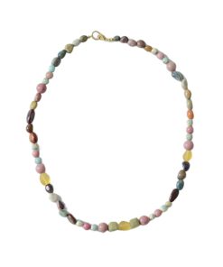 Retro Natural Stone Beaded Necklace for Women, Light Luxury Clavicle Chain, 2025 Fashion Trend