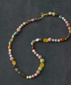 Retro Natural Stone Beaded Necklace for Women, Light Luxury Clavicle Chain, 2025 Fashion Trend