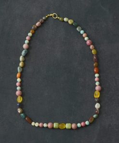 Retro Natural Stone Beaded Necklace for Women, Light Luxury Clavicle Chain, 2025 Fashion Trend