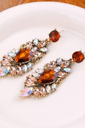 Retro Palace-Style Diamond-Studded Earrings - French Light Luxury High-End Trendy Women's Fashion Accessories