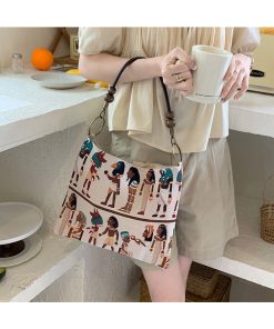 Retro Pharaoh Jacquard Tote Bag - Casual Versatile Large Capacity Shoulder Bag for Spring/Summer 2025