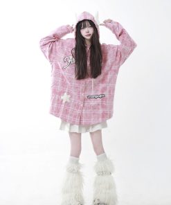 Retro Plaid Hooded Long Sleeve Shirt Jacket for Couples - Unisex Trendy Street Style for Spring 2025