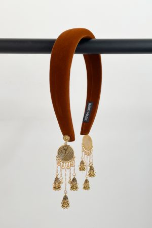 Retro Red-Brown Tassel Headband - Ethnic Style, Lightweight Luxury Hair Accessory with Elegant Crown Top