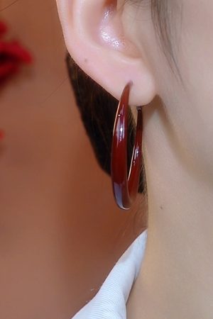 Retro Red Dripping Glaze Large Circle Earrings for Women - Elegant Light Luxury Jewelry, 2025 Autumn/Winter Fashion Trend
