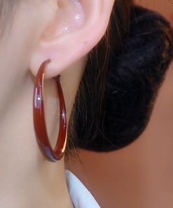 Retro Red Dripping Glaze Large Circle Earrings for Women - Elegant Light Luxury Jewelry, 2025 Autumn/Winter Fashion Trend