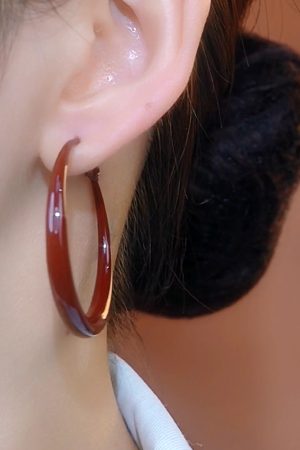 Retro Red Dripping Glaze Large Circle Earrings for Women - Elegant Light Luxury Jewelry, 2025 Autumn/Winter Fashion Trend