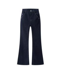 Retro Slim-Fit Wide-Leg Stretchy Flared Jeans for Women - Long Floor-Length Pants for Autumn and Winter Fashion