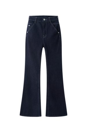 Retro Slim-Fit Wide-Leg Stretchy Flared Jeans for Women - Long Floor-Length Pants for Autumn and Winter Fashion