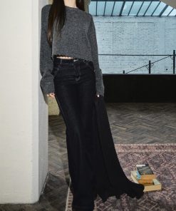 Retro Slim-Fit Wide-Leg Stretchy Flared Jeans for Women - Long Floor-Length Pants for Autumn and Winter Fashion