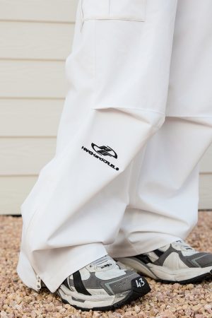 Retro Sports Tactical Pants - Loose Fit, Embroidered, Three-Proof Design for Mountaineering & Skiing, Perfect for Y2K & Outdoor Adventures