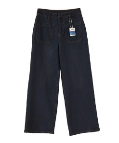 Retro Straight-Leg Workwear Jeans with Front and Back Pockets - Loose Slimming Wide-Leg Pants for Effortless Style