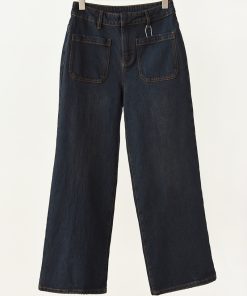 Retro Straight-Leg Workwear Jeans with Front and Back Pockets - Loose Slimming Wide-Leg Pants for Effortless Style