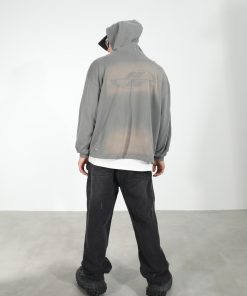 Retro Street Dark Floral Washed Distressed Casual Hoodie for Women - Loose Fit, Vintage Style, Perfect for Y2K Fashion