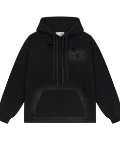 Retro Street Dark Floral Washed Distressed Casual Hoodie for Women - Loose Fit, Vintage Style, Perfect for Y2K Fashion